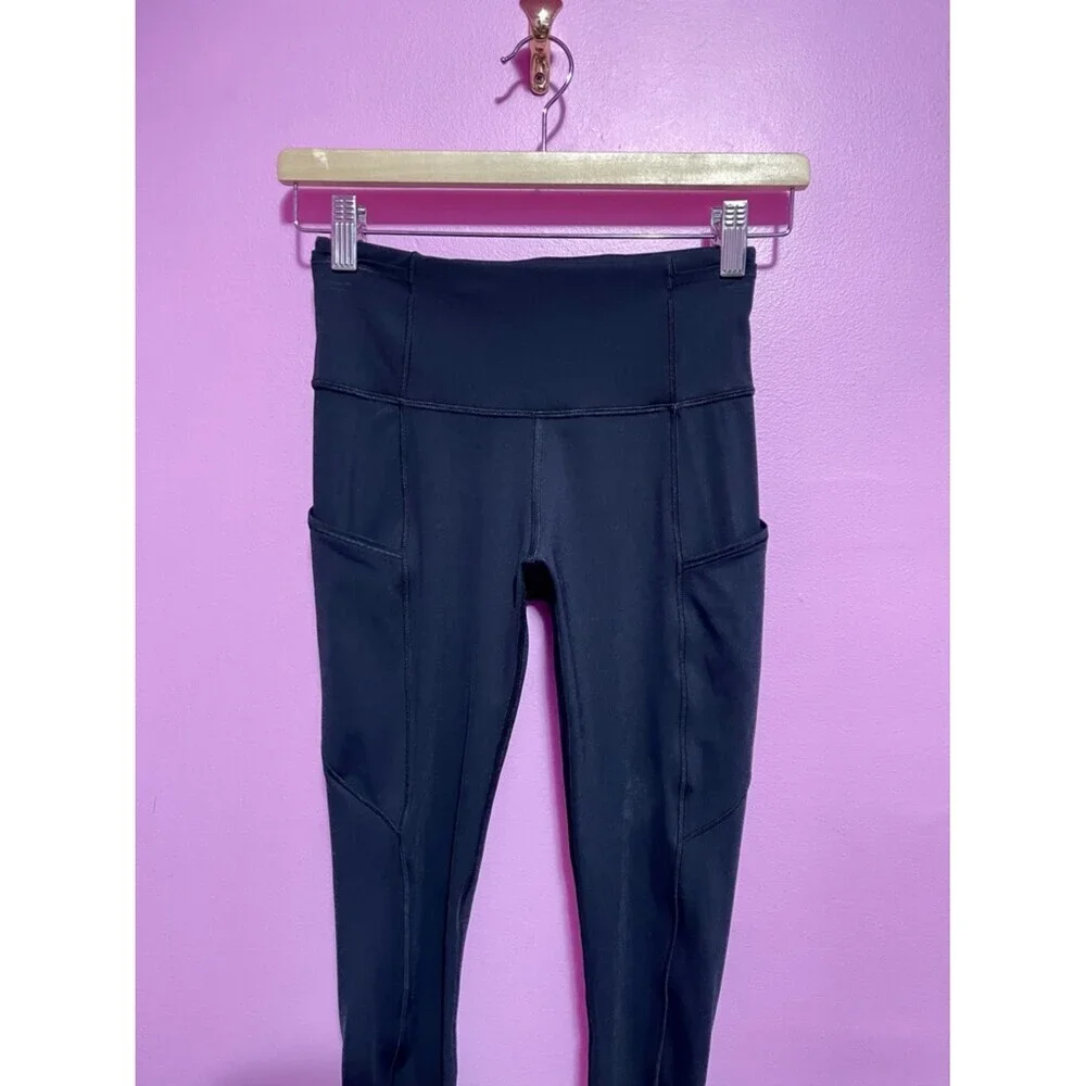 Lululemon Fast & Free Crop Leggings Size 4 US Black Nulux Running 19” Inseam